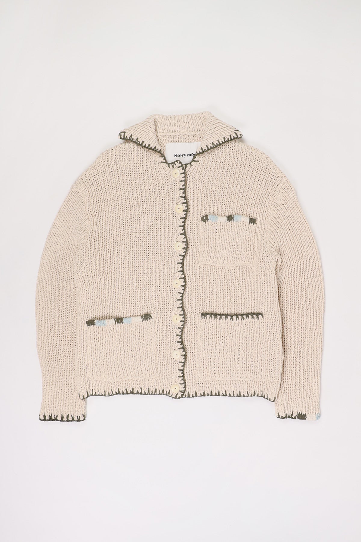Story Mfg. - Grandad Cardigan Hand Knit - Ecru - Canoe Club