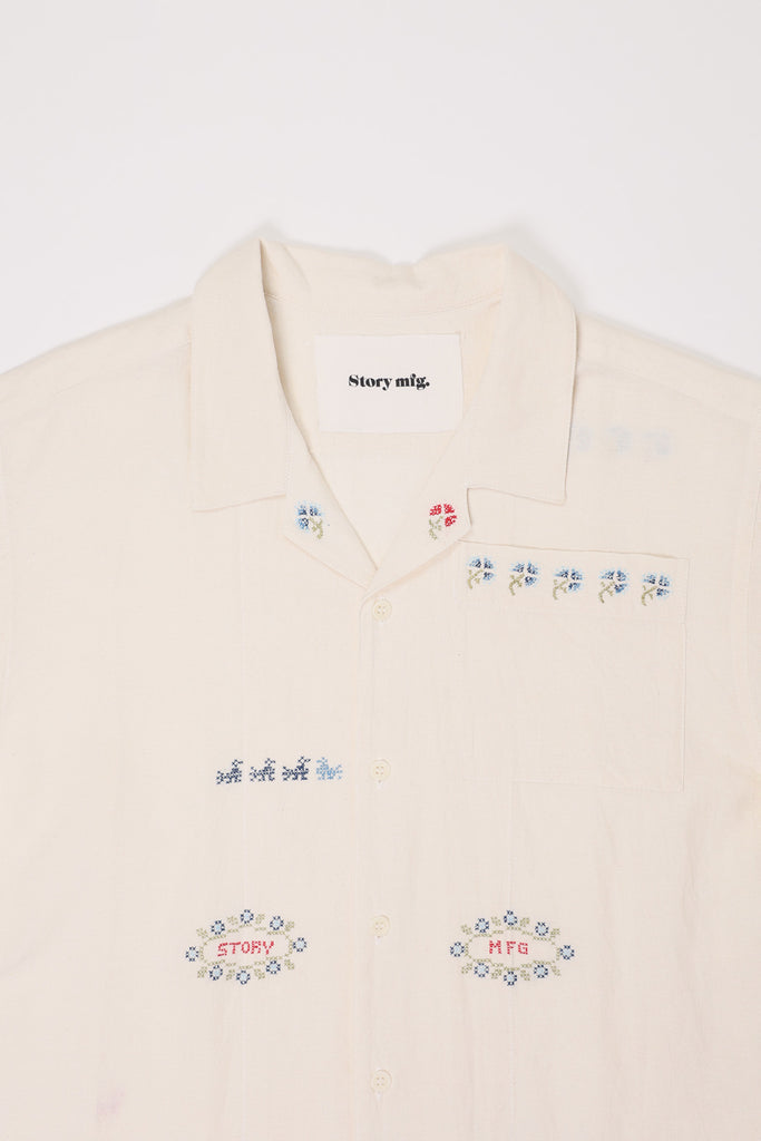 Story Mfg. - Greetings Shirt - Sampler Hand Embroidery - Canoe Club