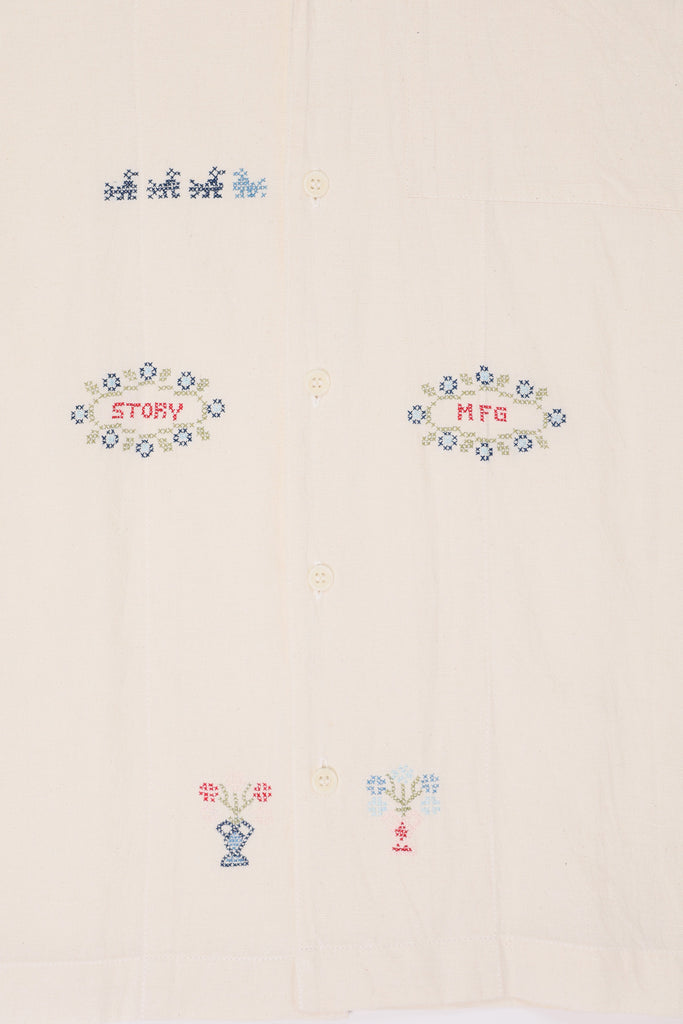 Story Mfg. - Greetings Shirt - Sampler Hand Embroidery - Canoe Club