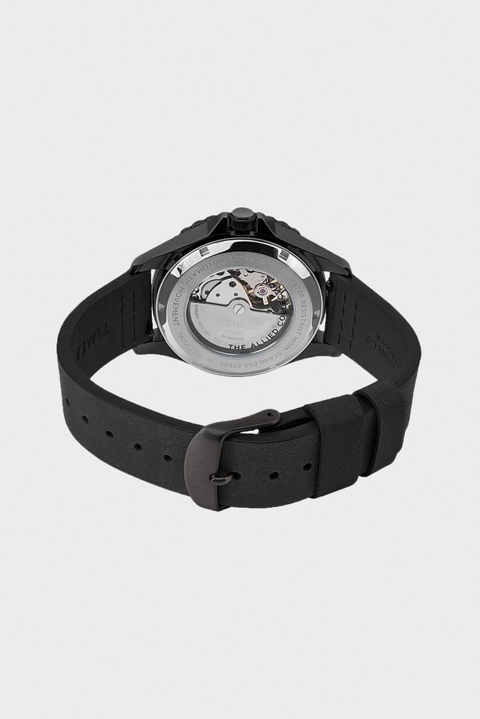 Timex - Navi XL Automatic Leather Strap Watch - Black/Black - Canoe Club