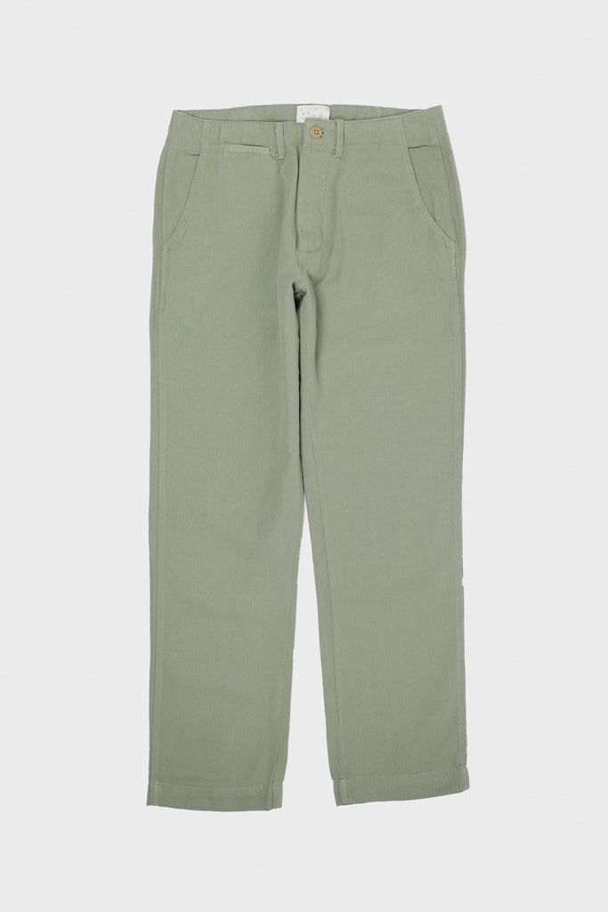 Wythe - Flat Front Cotton/Linen Chinos - Faded Olive - Canoe Club
